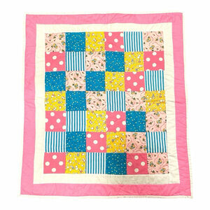 Handmade Baby Quilt Peter Rabbit Patchwork Blanket Bunnies Star Polka Dots 30x35